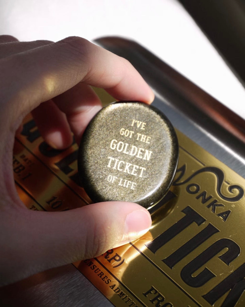 The "Golden Ticket" Engraved Natural Stone Desktop Decor - Inspirational Office Gift