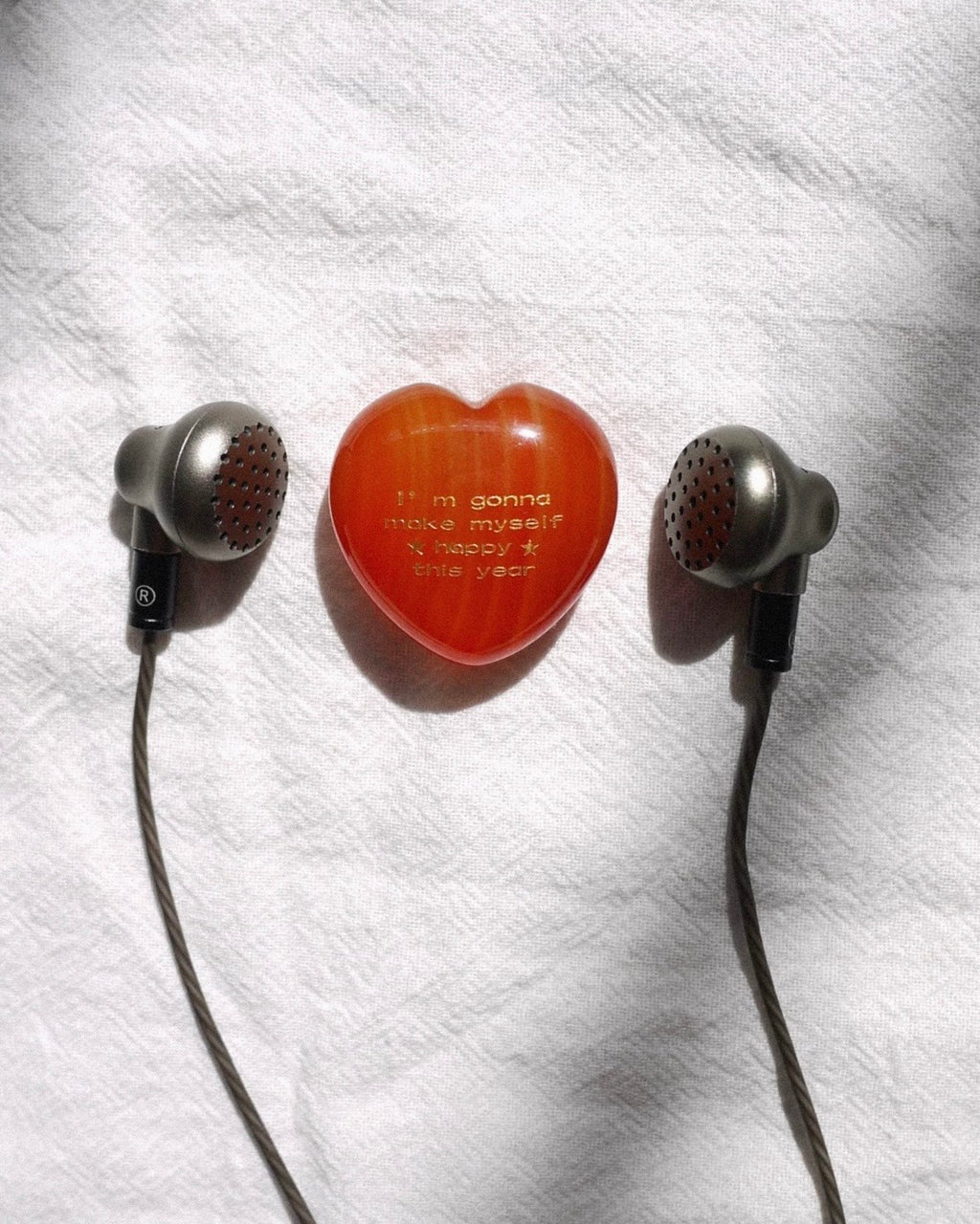 Inspirational "I'm Gonna Make Myself Happy This Year" Natural Carnelian Heart - Desktop Decor & Self-Care Gift