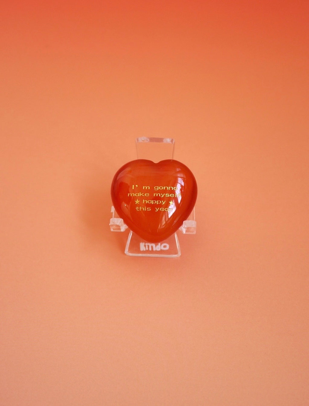 Inspirational "I'm Gonna Make Myself Happy This Year" Natural Carnelian Heart - Desktop Decor & Self-Care Gift