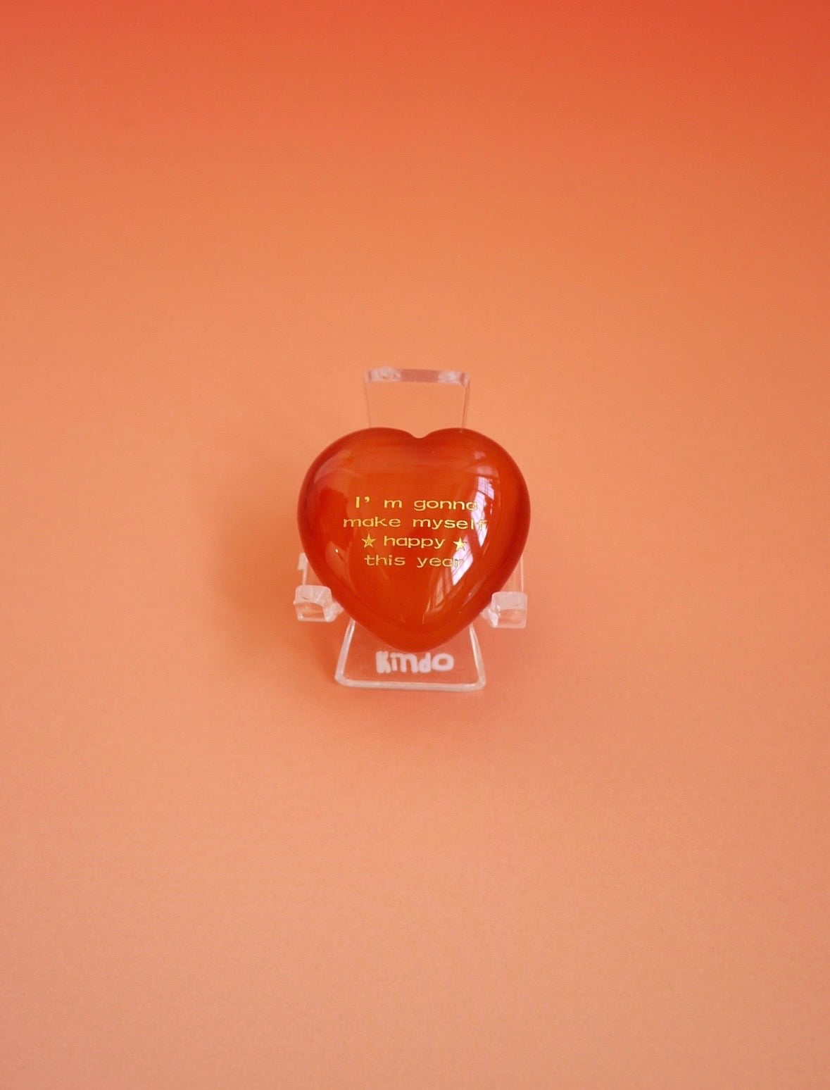 Inspirational "I'm Gonna Make Myself Happy This Year" Natural Carnelian Heart - Desktop Decor & Self-Care Gift
